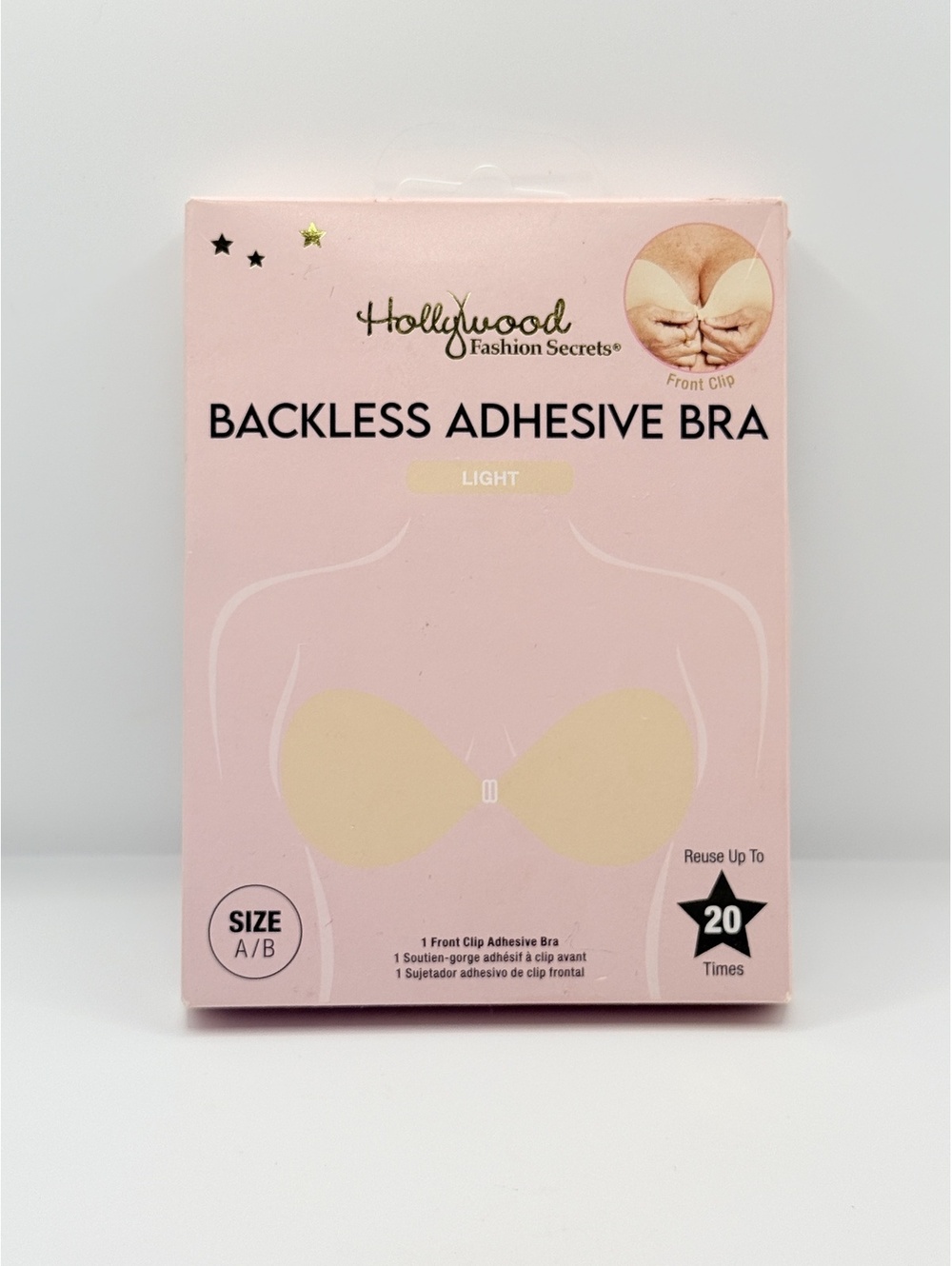 Hollywood Fashion Secrets Backless Adhesive Front-Clip Bra Size A/B